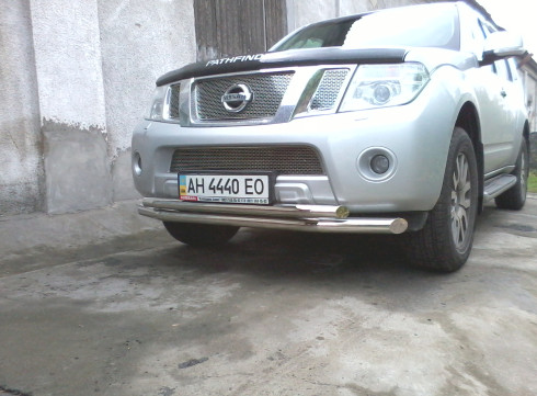 Защита переднего бампера для Nissan Pathfinder 2005-2014 труба двойная от Tamsan фото