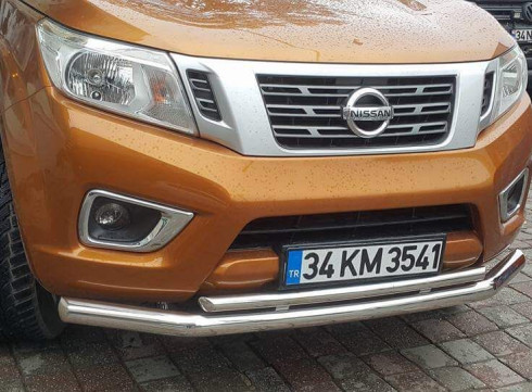 Защита переднего бампера для автомобиля Nissan NP300-Navara 2015+ труба двойная от Tamsan фото