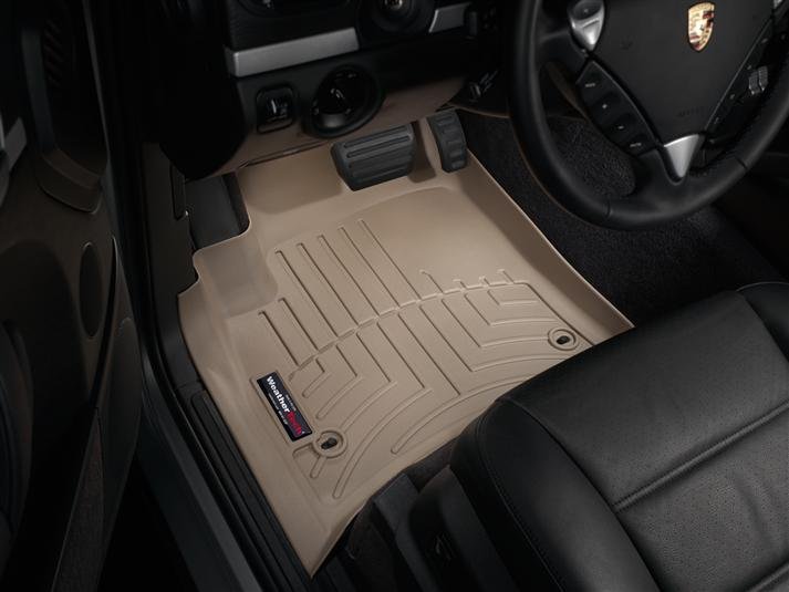 Ковры резиновые WeatherTech VW Touareg  2002-2010  передние бежевые ( овальный крепеж ) фото