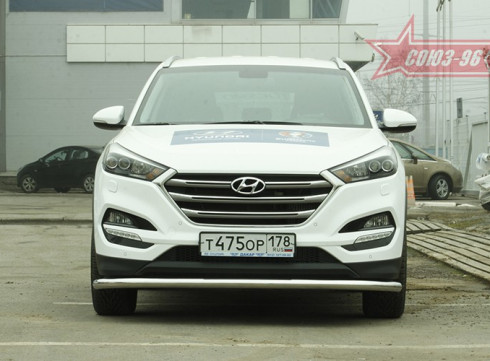 Защита переднего бампера для Hyundai Tucson 15-21 труба одинарная от Tamsan фото