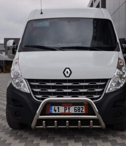 Кенгурятник низкий с грилем на Renault Master TAMSAN нержавейка фото