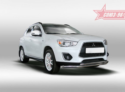 Защита переднего бампера для Mitsubishi ASX 14+ труба двойная фото