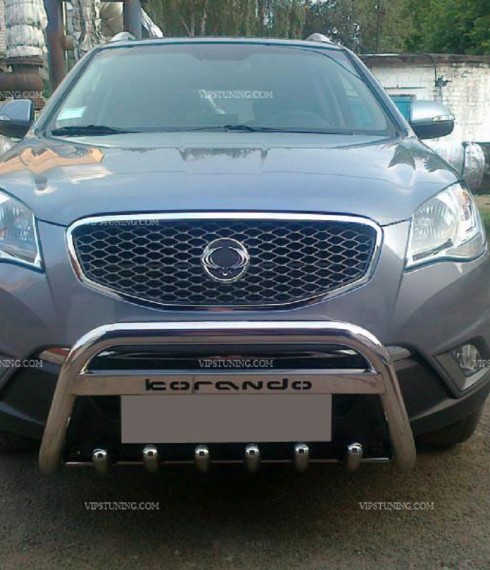 Кенгурятник низкий с грилем на SsangYong Korando TAMSAN фото