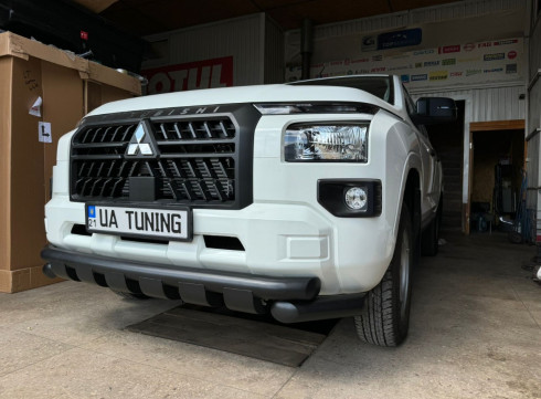Защита переднего бампера для Mitsubishi L200 2024+ Граундер черный мат. фото