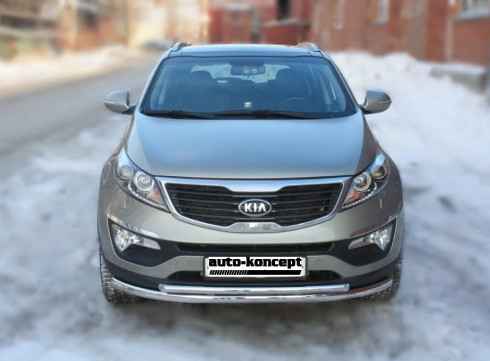 Защита переднего бампера для KIA Sportege 10-15 труба двойная от Tamsan фото