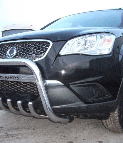 Кенгурятник низкий с грилем на SsangYong Korando TAMSAN фото