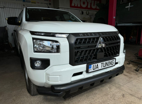 Защита переднего бампера для Mitsubishi L200 2024+ Граундер черный мат. фото
