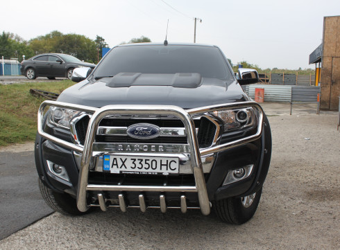 Кенгурятник для Ford Ranger 14-23 с защитой фар фото