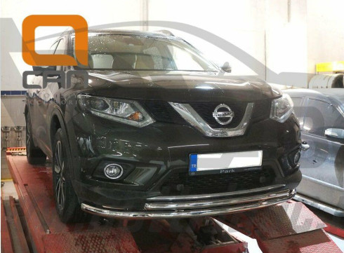 Защита переднего бампера для Nissan X-Trail 2014-2021 труба двойная от Tamsan фото