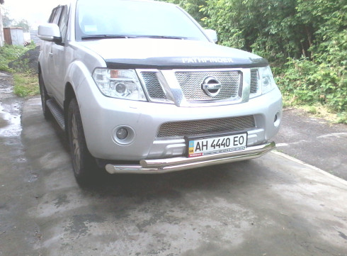 Защита переднего бампера для Nissan Pathfinder 2005-2014 труба двойная от Tamsan фото