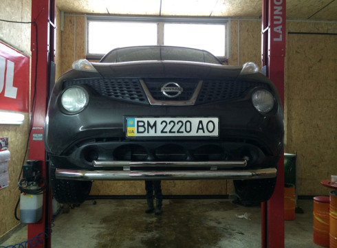 Защита переднего бампера для Nissan Juke 10+ труба двойная от Tamsan фото