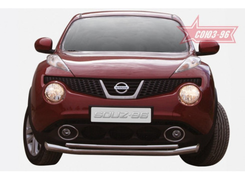 Защита переднего бампера для Nissan Juke 10+ труба двойная от Tamsan фото