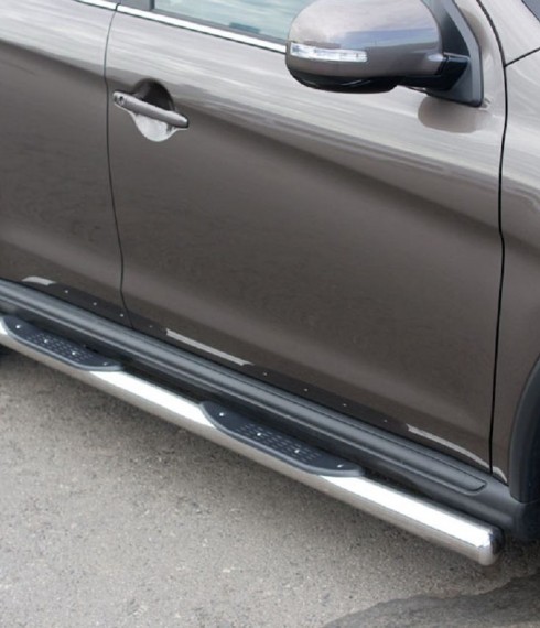Пороги труба с проступью на Peugeot 4008 фото