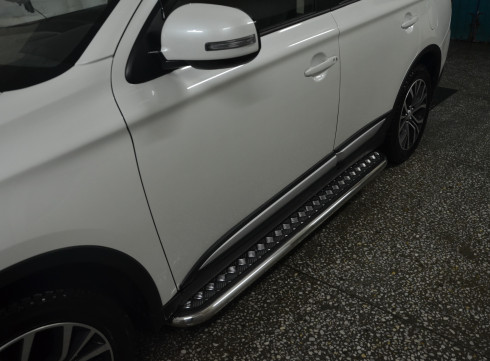 Подножки для Mitsubishi Outlander XL 15+ порог листом от Tamsan фото