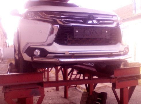 Защита переднего бампера для Mitsubishi Pajero Sport 17-19 труба двойная от Tamsan фото