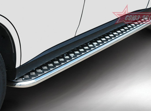 Подножки для Mitsubishi Outlander XL 15+ порог листом от Tamsan фото
