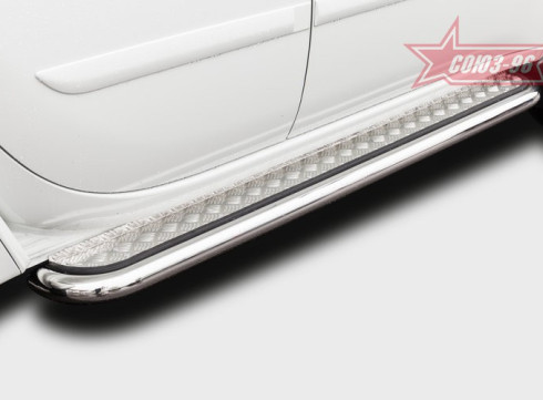Подножки для Mitsubishi L-200 06-11 порог листом от Tamsan фото