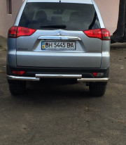 Защита заднего бампера для Mitsubishi Pajero Sport 08-16 Чайка от Tamsan фото