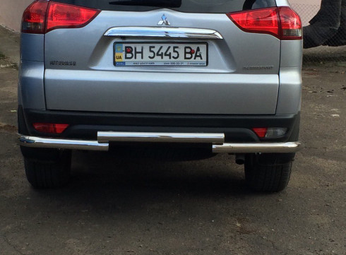 Защита заднего бампера для Mitsubishi Pajero Sport 08-16 Чайка от Tamsan фото