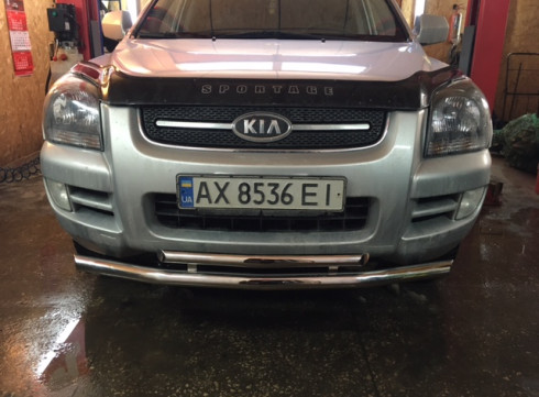Защита переднего бампера для KIA Sportege 04-10 труба двойная от Tamsan фото