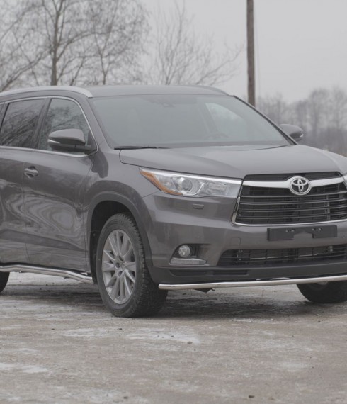 Труба одинарная на Toyota Highlander UATUNING нержавейка фото
