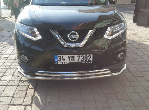 Защита переднего бампера для Nissan X-Trail 2014-2021 труба двойная от Tamsan фото