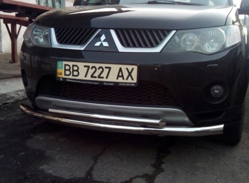 Защита переднего бампера для Mitsubishi Outlander XL 06-10 труба двойная от Tamsan фото
