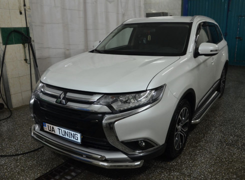 Защита переднего бампера для Mitsubishi Outlander XL 15+ труба двойная от Tamsan фото