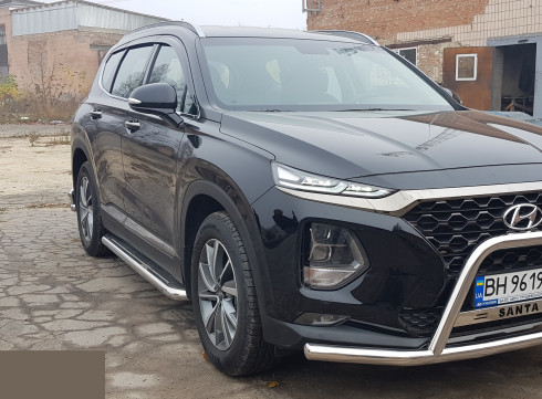 Подножки для Hyundai Santa Fe 18-23 порог листом Tamsan фото