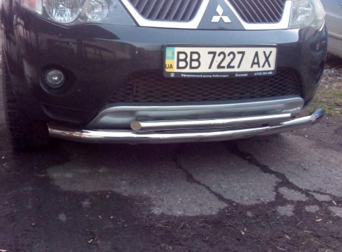 Защита переднего бампера для Mitsubishi Outlander XL 06-10 труба двойная от Tamsan фото