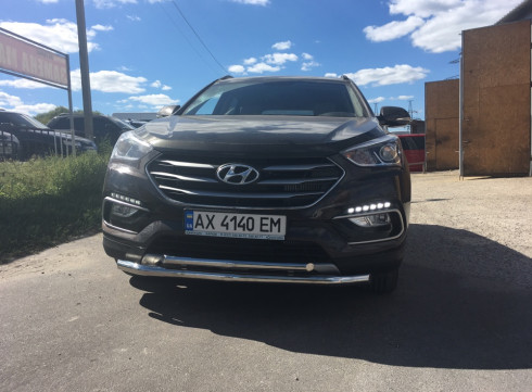 Защита переднего бампера для Hyundai Grand Santa-Fe 13+ труба двойная от производителя Tamsan фото