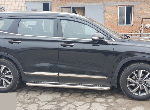 Подножки для Hyundai Santa Fe 18-23 порог листом Tamsan фото