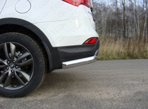 Защита заднего бампера для Hyundai Santa Fe 13-18 Уголки одинарные Tamsan фото