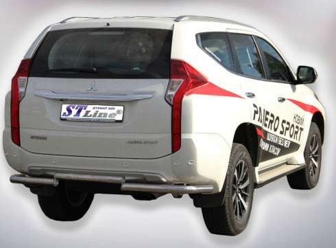 Защита заднего бампера для Mitsubishi Pajero Sport 17-19 Чайка от Tamsan фото