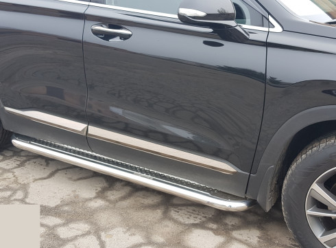 Подножки для Hyundai Santa Fe 18-23 порог листом Tamsan фото