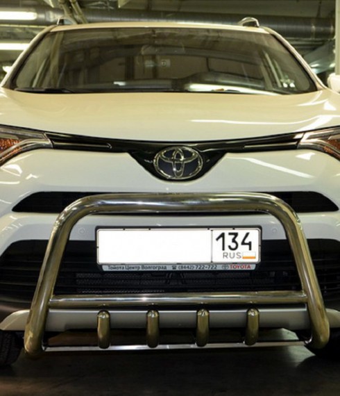 Кенгурятник низкий с грилем на Toyota RAV4 (новая) TAMSAN нержавейка фото