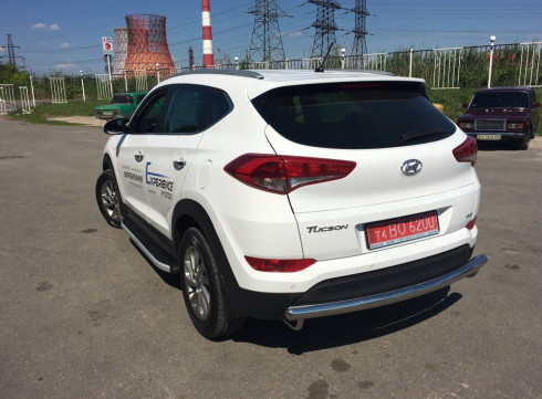 Защита заднего бампера для Hyundai Tucson 15-21 труба одинарная Tamsan фото