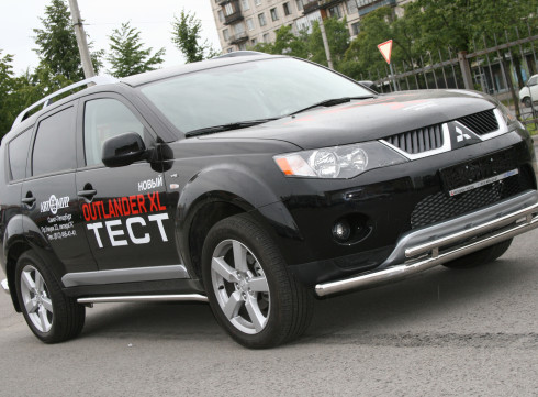 Защита переднего бампера для Mitsubishi Outlander XL 06-10 труба двойная от Tamsan фото