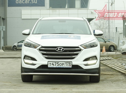 Защита переднего бампера для Hyundai Tucson 15-21 труба одинарная от Tamsan фото