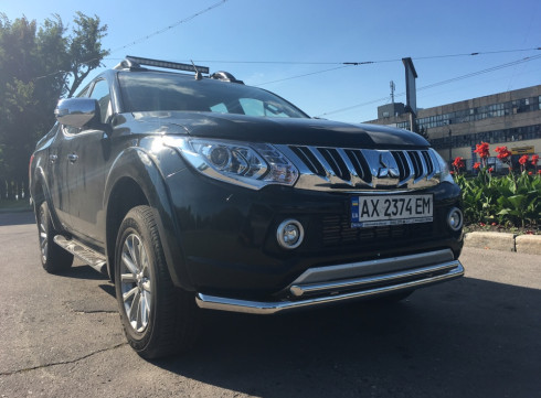 Защита переднего бампера для Mitsubishi L-200 15-19 труба двойная от Tamsan фото