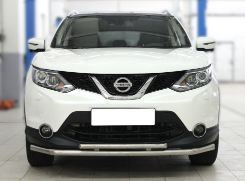 Защита переднего бампера для Nissan Qashqai 2014+ труба двойная от Tamsan фото