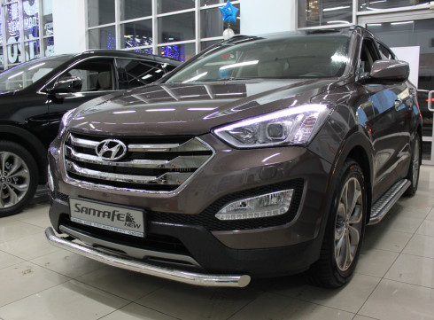 Защита переднего бампера для Hyundai Grand Santa-Fe 13+ труба одинарная от производителя Tamsan фото