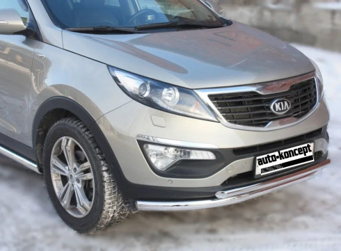 Защита переднего бампера для KIA Sportege 10-15 труба двойная от Tamsan фото