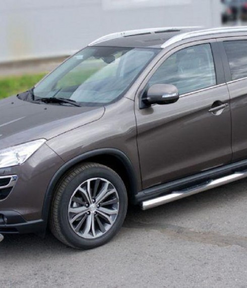 Пороги труба с проступью на Peugeot 4008 фото