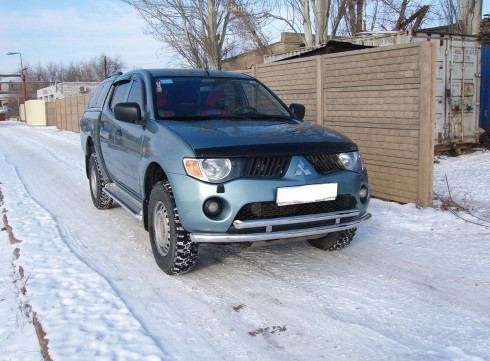 Защита переднего бампера для Mitsubishi L-200 06-11 труба двойная от Tamsan фото