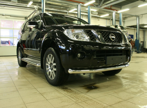 Защита переднего бампера для Nissan Pathfinder 2005-2014 труба одинарная от Tamsan фото