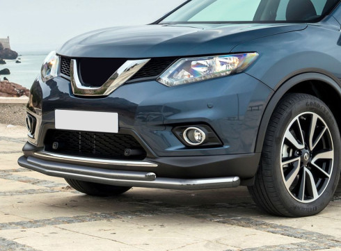 Защита переднего бампера для Nissan X-Trail 2014-2021 труба двойная от Tamsan фото