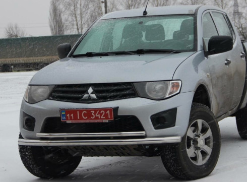 Защита переднего бампера для Mitsubishi L-200 06-11 труба двойная от Tamsan фото