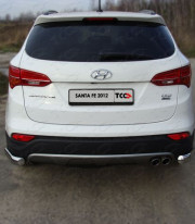 Защита заднего бампера для Hyundai Santa Fe 13-18 Уголки одинарные Tamsan фото