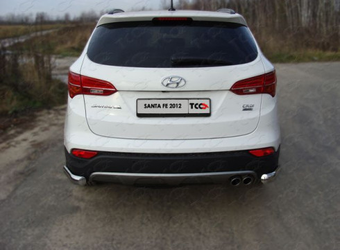 Защита заднего бампера для Hyundai Santa Fe 13-18 Уголки одинарные Tamsan фото